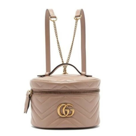 Gucci Marmont Violet Old Rose GG Backpack Italy Travel Backpack Quilted NEW - Picture 1 of 14